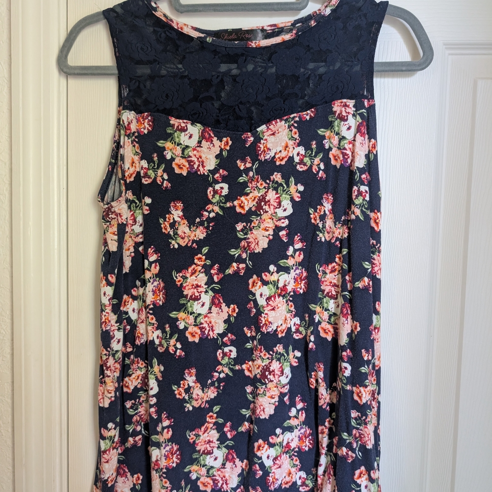 Black and Pink Sleeveless Blouse with Lace Detail